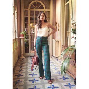 Sezane Green Plaid Edmond Trouser